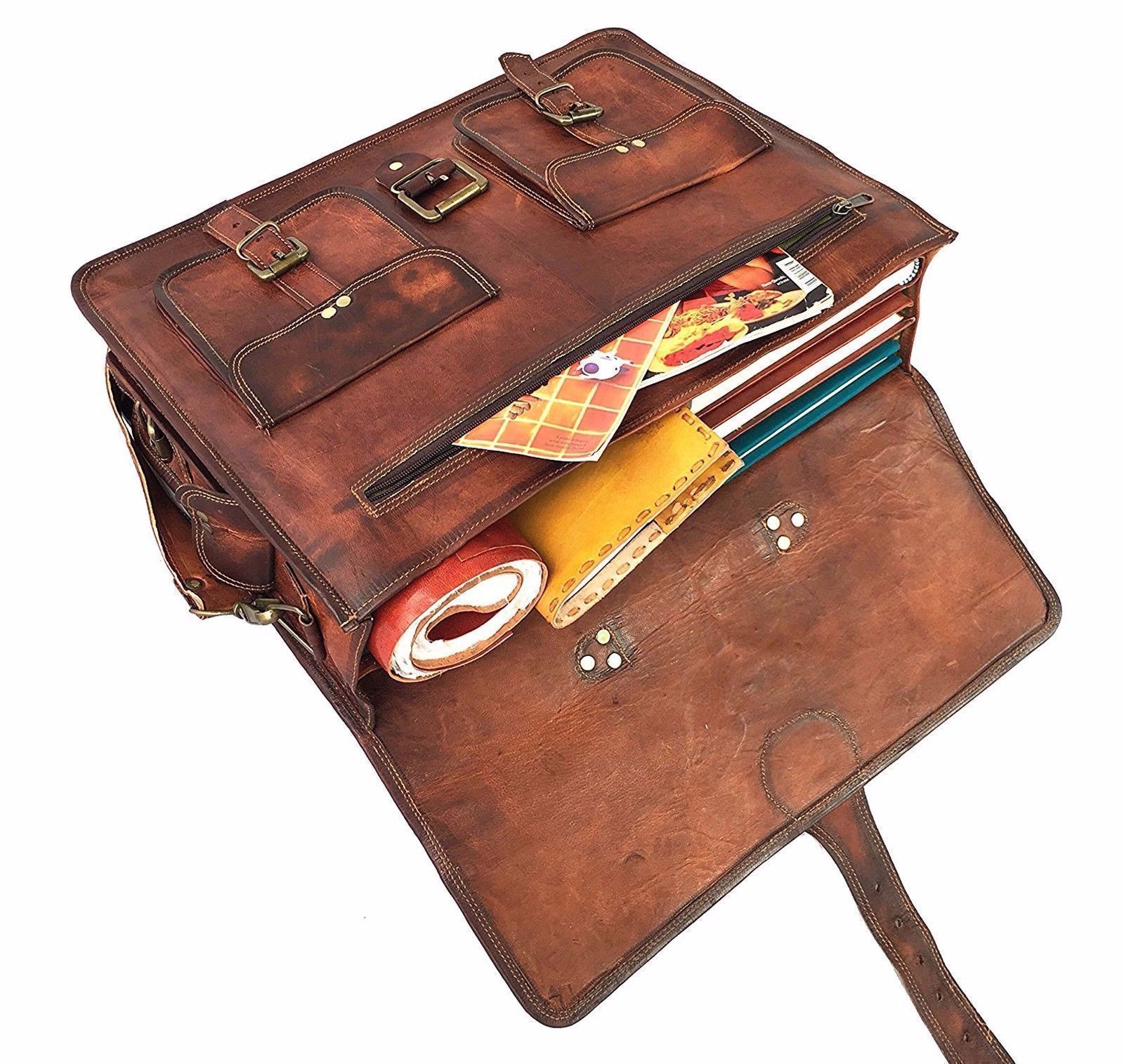 Genuine Leather Laptop Crossbody Business Messenger Men's Office Briefcase Bag